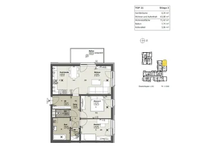 3-Zimmer-Wohnung mieten in Sankt Pölten – 71,42 m², € 903 – Bild 7 von 7