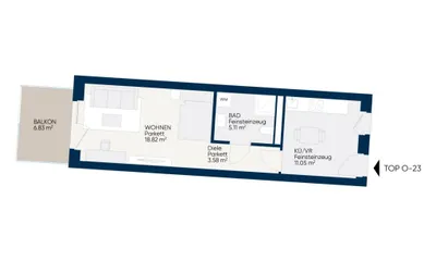 1-Zimmer-Wohnung mieten in Graz – 38,56 m², € 597 – Bild 3 von 12