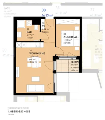 2-Zimmer-Wohnung mieten in Wien – 46,23 m², € 950 – Bild 16 von 17