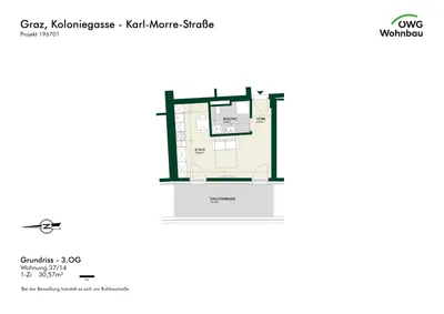 1-Zimmer-Wohnung mieten in Graz – 30,6 m², € 665 – Bild 5 von 5