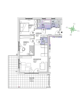 3-Zimmer-Wohnung kaufen in Villach Land – 75,02 m², € 349.500 – Bild 2 von 9