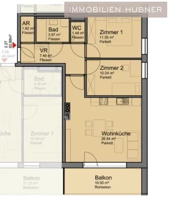 3-Zimmer-Wohnung mieten in Wiener Neustadt – 62,88 m², € 1.085 – Bild 10 von 17