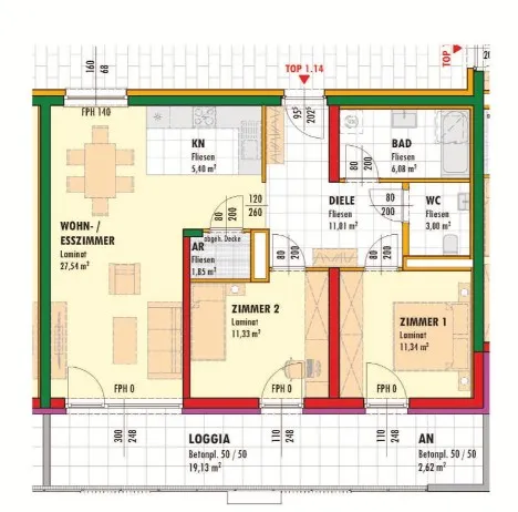 Wohnung im 2. Obergeschoss mit Loggia - Ansicht 2