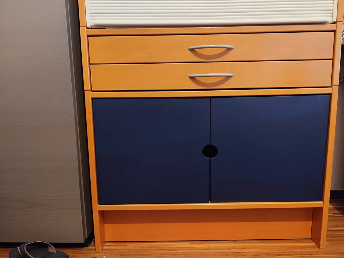 IKEA Effektiv Kommode / Schrank mit Schubladen & Türen (Buche / Blau) - Sehr gut, € 29,- (1110 Wien)
