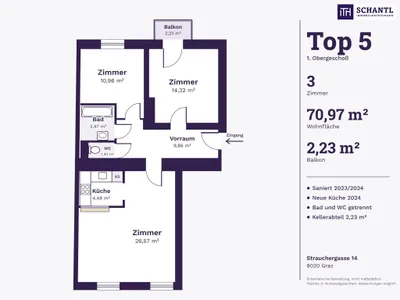 3-Zimmer-Wohnung kaufen in Graz – 70,97 m², € 285.000 – Bild 12 von 16
