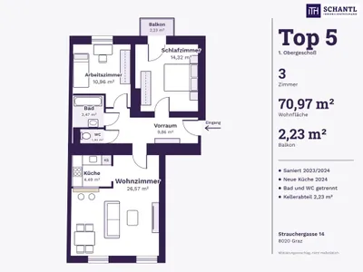 3-Zimmer-Wohnung kaufen in Graz – 70,97 m², € 285.000 – Bild 11 von 16