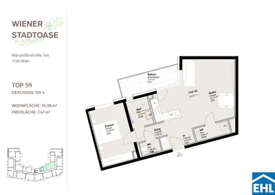 2-Zimmer-Wohnung mieten in Wien – 55,98 m², € 1.450 – Bild 13 von 13