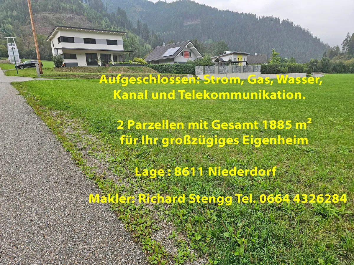 1885 m² großes Grundstück auch teilbar