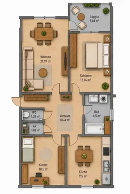 3-Zimmer-Wohnung kaufen in Steyr – 77 m², € 250.000 – Bild 1 von 16