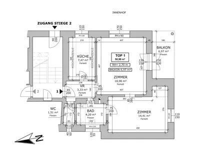 2-Zimmer-Wohnung mieten in Baden – 50,9 m², € 750 – Bild 10 von 10