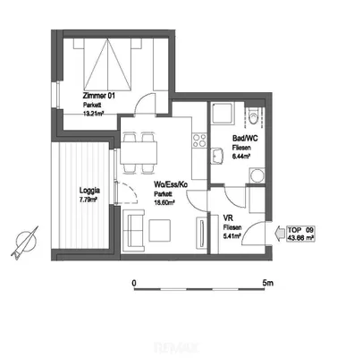 2-Zimmer-Wohnung mieten in Weiz – 43,66 m², € 756 – Bild 14 von 14