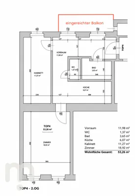 2-Zimmer-Wohnung kaufen in Wien – 53,26 m², € 290.000 – Bild 11 von 11