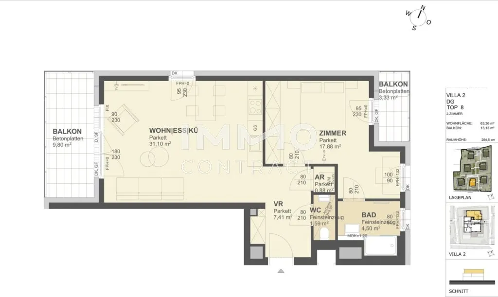 KREMSER WOHNDOMIZIL2Zi- 63qm Dachgeschoss - Eigentum, Lift, Tiefgarage, in beliebter Grünruhelage – pohled 2