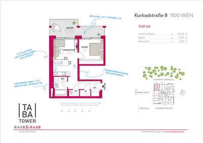 2-Zimmer-Wohnung mieten in Wien – 50 m², € 1.200 – Bild 24 von 24