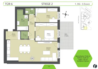 3-Zimmer-Wohnung mieten in Tulln – 77,68 m², € 1.400 – Bild 21 von 23