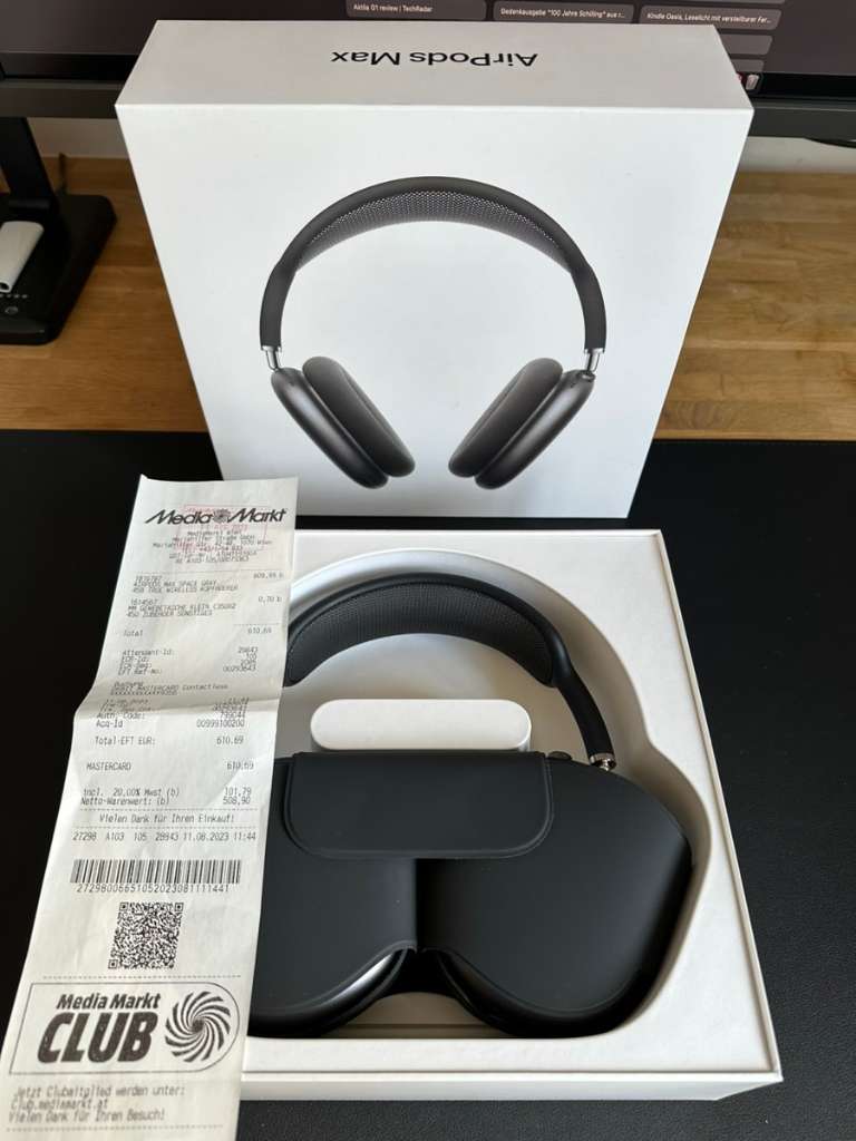 AirPods Max Space Gray inkl. OVP und Rechnung MediaMarkt 08 23 Restgarantie