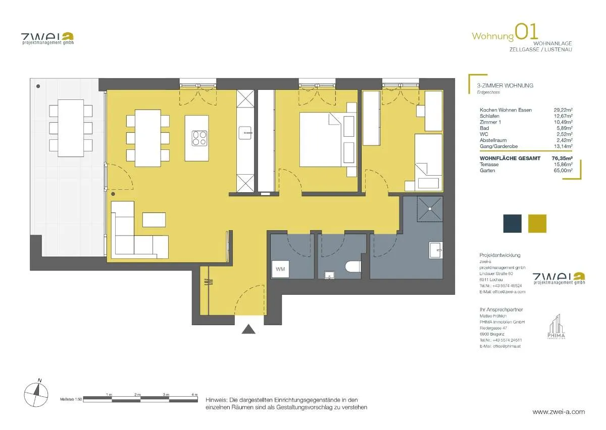 Tolle 3-Zimmer Gartenwohnung LUSTENAU / ZELLGASSE (Top 01) - Ansicht 2