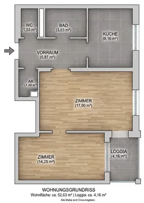 2-Zimmer-Wohnung mieten in Südoststeiermark – 53 m², € 400 – Bild 1 von 9