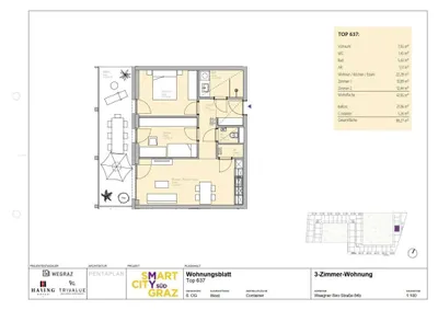 3-Zimmer-Wohnung mieten in Graz – 61,95 m², € 1.006 – Bild 6 von 6