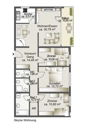 4-Zimmer-Wohnung kaufen in Feldkirch – 94,4 m², € 360.000 – Bild 15 von 18