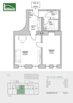 2-Zimmer-Wohnung kaufen in Wien – 46,69 m², € 149.500 – Bild 15 von 15