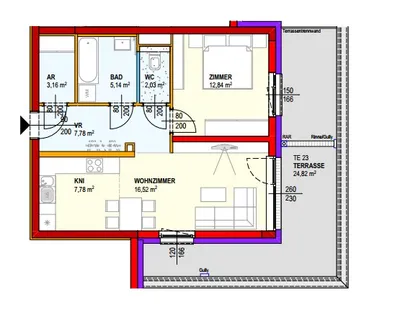 2-Zimmer-Wohnung mieten in Bruck an der Leitha – 55,14 m², € 616 – Bild 2 von 2