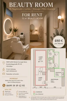 2-Zimmer-Gewerbeimmobilie mieten in Wien – 12 m², € 480 – Bild 2 von 2