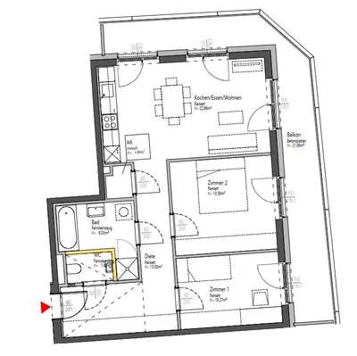 3-Zimmer-Wohnung mieten in Graz – 68,99 m², € 1.065 – Bild 2 von 11