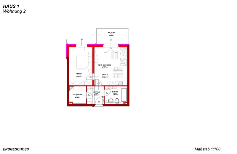 Apartment in St. Pölten, Kupferbrunn, Katastralgemeinde St. Pölten - Ansicht 3