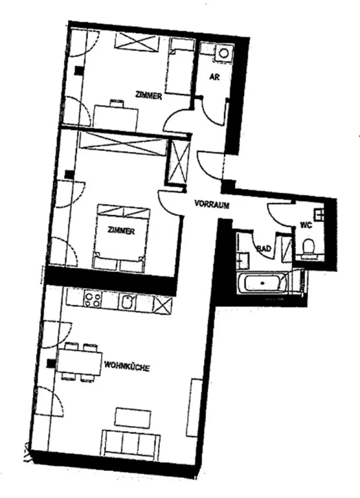 ARGENTINIERSTRASSE, klimatisiertes 82 m² Dachgeschoß, 2 Zimmer, Wohnküche, Wannenbad, Parketten, Hauptbahnhof-Nähe – pohled 3