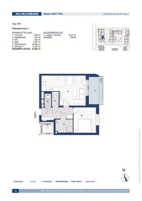 2-Zimmer-Wohnung mieten in Sankt Pölten Land – 51,96 m², € 554 – Bild 2 von 2