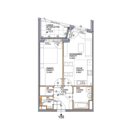 2-Zimmer-Wohnung mieten in Wien – 48 m², € 899 – Bild 10 von 10