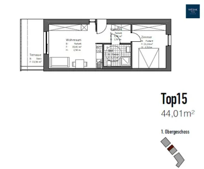 2-Zimmer-Wohnung mieten in Graz – 44 m², € 752 – Bild 9 von 9
