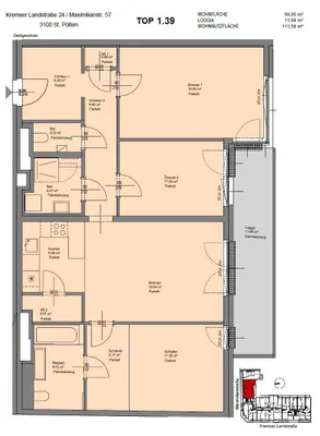 4-Zimmer-Wohnung mieten in Sankt Pölten – 99,95 m², € 1.620 – Bild 18 von 19