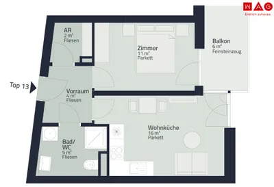 2-Zimmer-Wohnung mieten in Graz – 39 m², € 666 – Bild 3 von 4