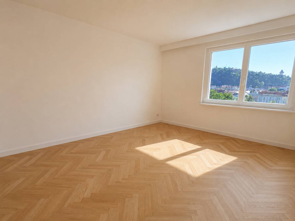 * * * 9 Radmin. zur KF-UNIVERSITÄT... CHARMANTE SINGLEWOHNUNG mit UNVERBAUTEM SCHLOSSBERGBLICK... STADTBLICK-DACHTERRASSE zum MITBENÜTZEN * * * - Ansicht 2