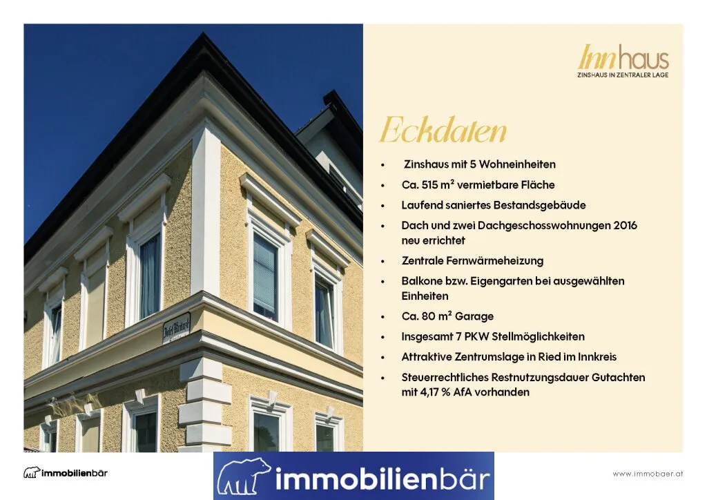 Attraktives Zinshaus mit ca. 6 % Rendite und Ausbaupotential im Zentrum von Ried - Ansicht 2