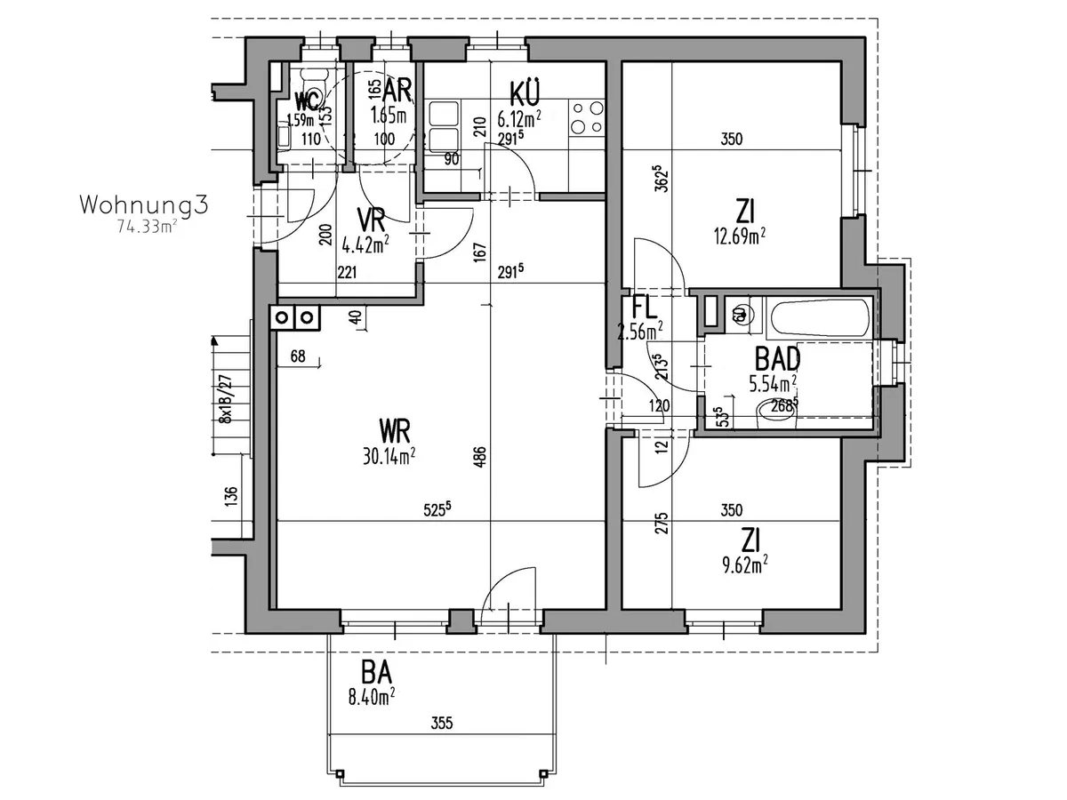Lichtdurchflutete 3-Zimmer-Wohnung mit Balkon und Carportparkplatz - geförderte Miete ODER geförderte Miete mit Kaufoption - 3 Zimmer - Ansicht 2