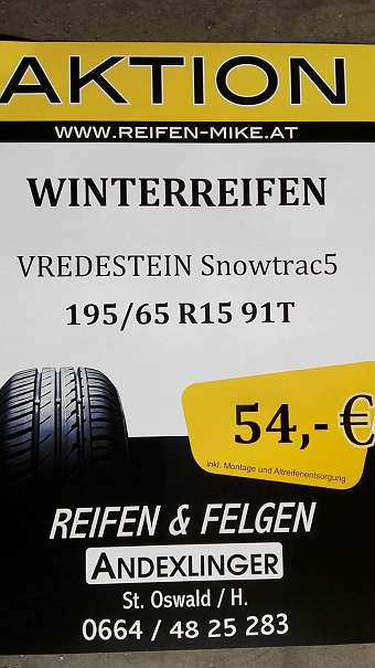 NEU Winter Reifen Vredestein Snowtrac5 195/65R15 91T DOT2017 195 65 15, €  54,- (4160 Schlägl) - willhaben