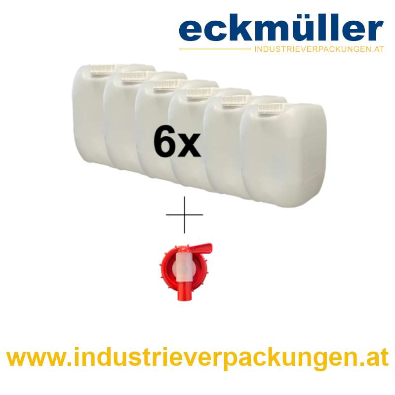6x PE-Kanister 20 Liter + Kanister-Ausgießer (61er), € 71,88 (2601