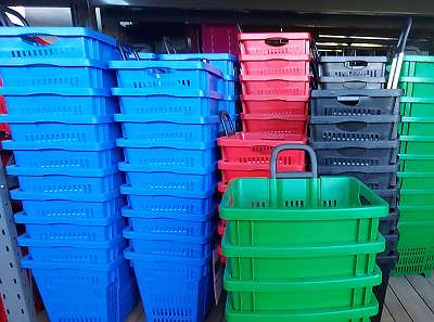 Einkaufskorb NEU blau - rot - grün - schwarz Korb Einkaufen Korb Warenkorb  Korb einfach mit Henkel