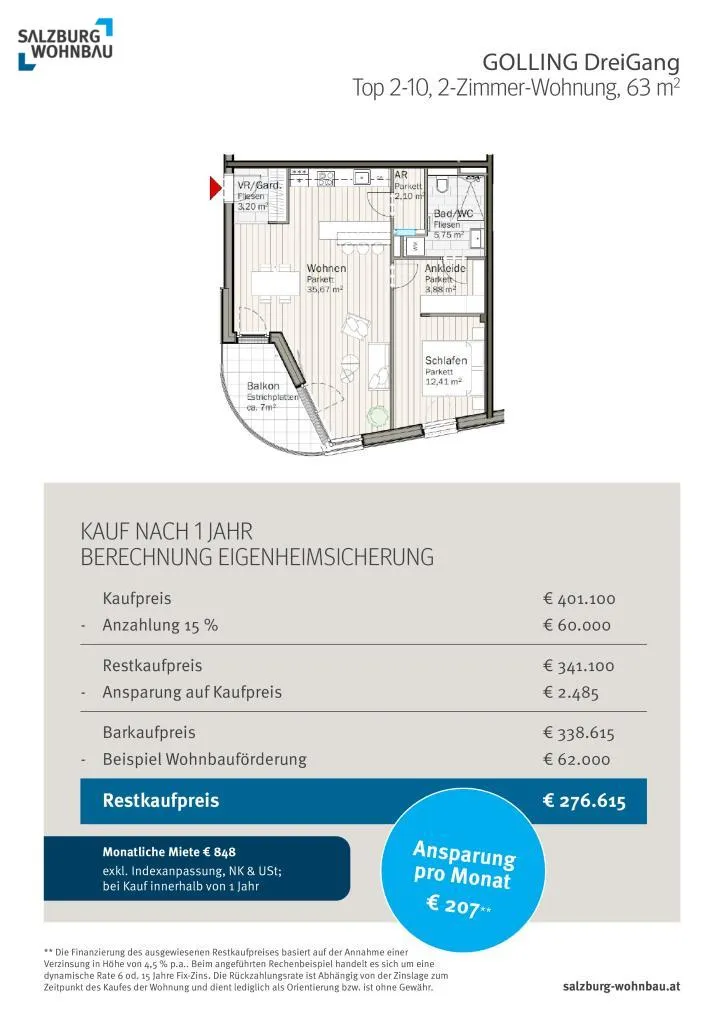EIGENHEIMSICHERUNG Heute einziehen, Morgen kaufen - mit EUR 207,- mtl. Ansparung! - Ansicht 3