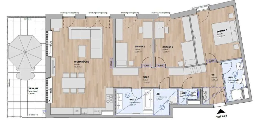 4-Zimmer-Wohnung mit perfektem Grundriss - Top 4.08 - Ansicht 3