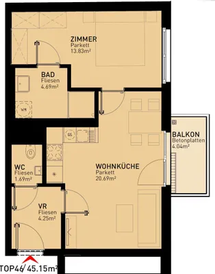 2-Zimmer-Wohnung mieten in Wien – 45,15 m², € 849 – Bild 10 von 10