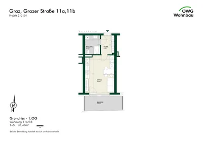 1-Zimmer-Wohnung mieten in Graz – 35 m², € 597 – Bild 6 von 6
