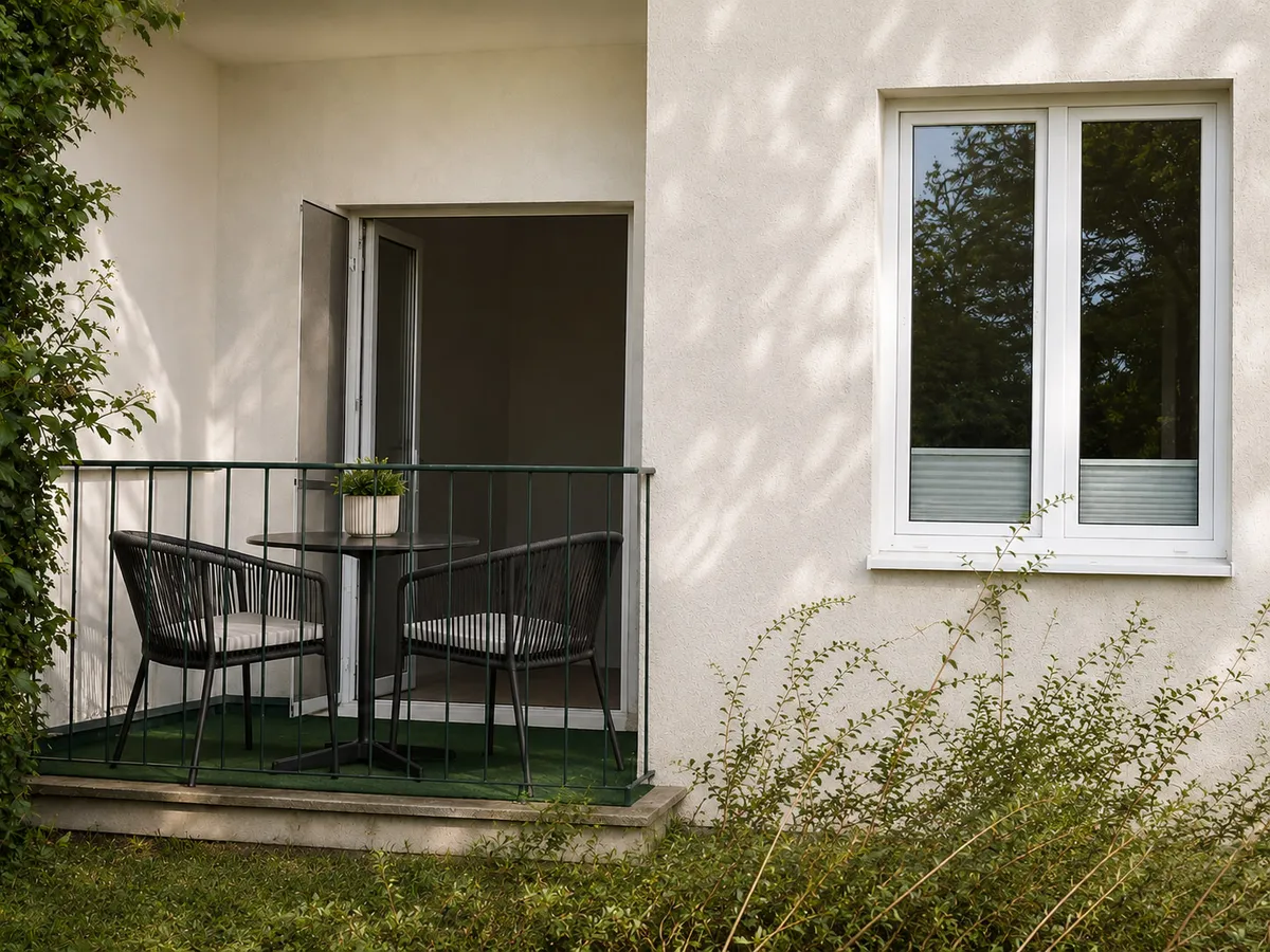 Bezug ab 01.09.2026, ruhige gartenseitige 54 m² 2 Zimmer Wohnung inkl. 3,63m² Loggia und 6,8m² Kellerabteil - Ansicht 2