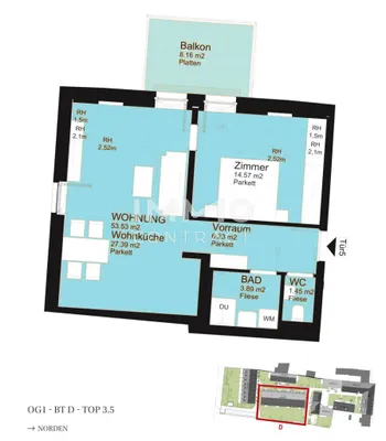 2-Zimmer-Wohnung kaufen in Wien – 53,53 m², € 372.000 – Bild 10 von 10