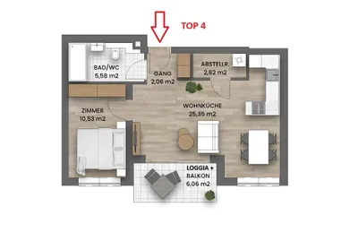 2-Zimmer-Wohnung kaufen in Wien – 47,01 m², € 346.000 – Bild 3 von 18