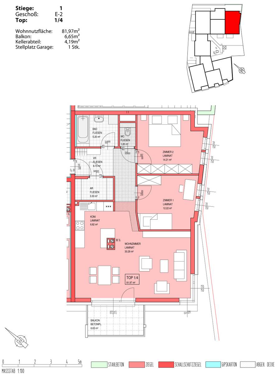 Wiedervergabe-Top1/4-geförderte Wohnung-Miete mit Kaufoption-1 PKW-Einstellplatz in Garage - Ansicht 2