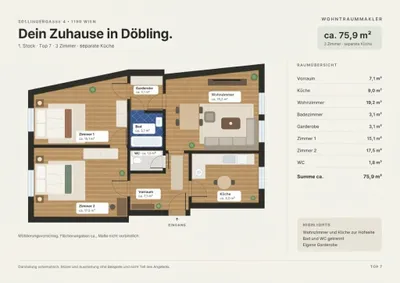 3-Zimmer-Wohnung kaufen in Wien – 75,9 m², € 369.000 – Bild 14 von 14